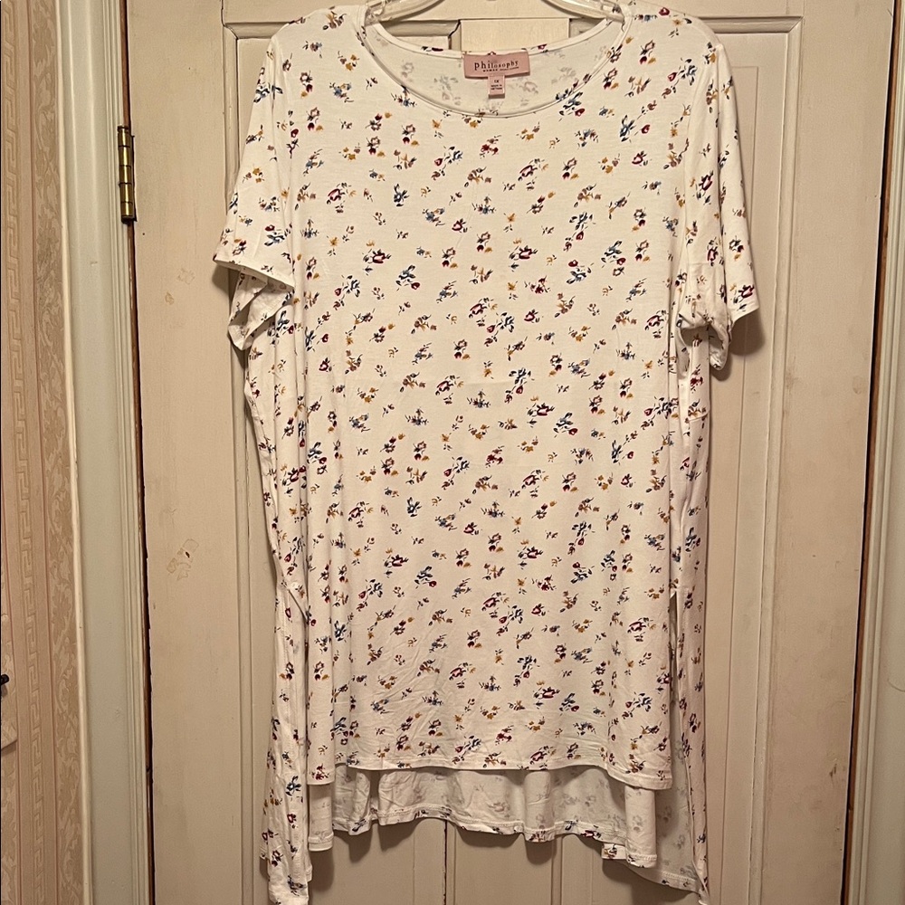 Philosophy Cream Tee with Multicolor Floral Print